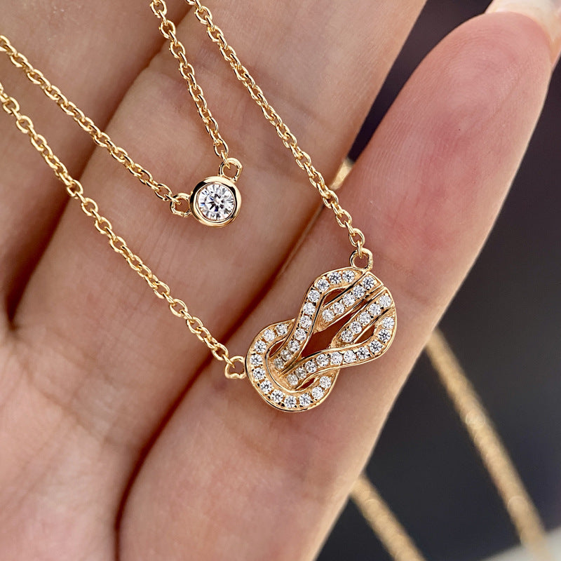8-word Unlimited Double-layer Laminated 18K Gold Plated Vachette Clasp Necklace