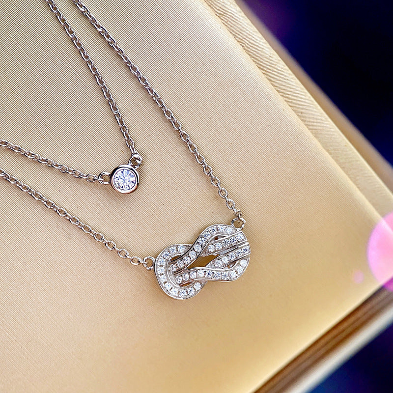 8-word Unlimited Double-layer Laminated 18K Gold Plated Vachette Clasp Necklace