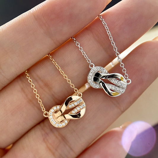 8-word Unlimited Double-layer Laminated 18K Gold Plated Vachette Clasp Necklace