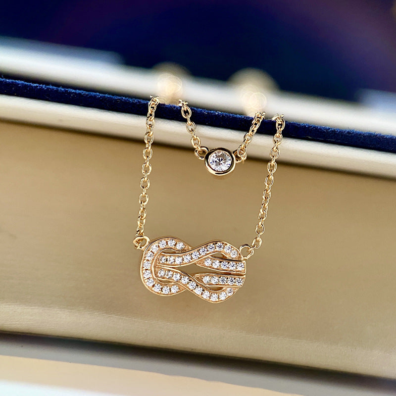 8-word Unlimited Double-layer Laminated 18K Gold Plated Vachette Clasp Necklace